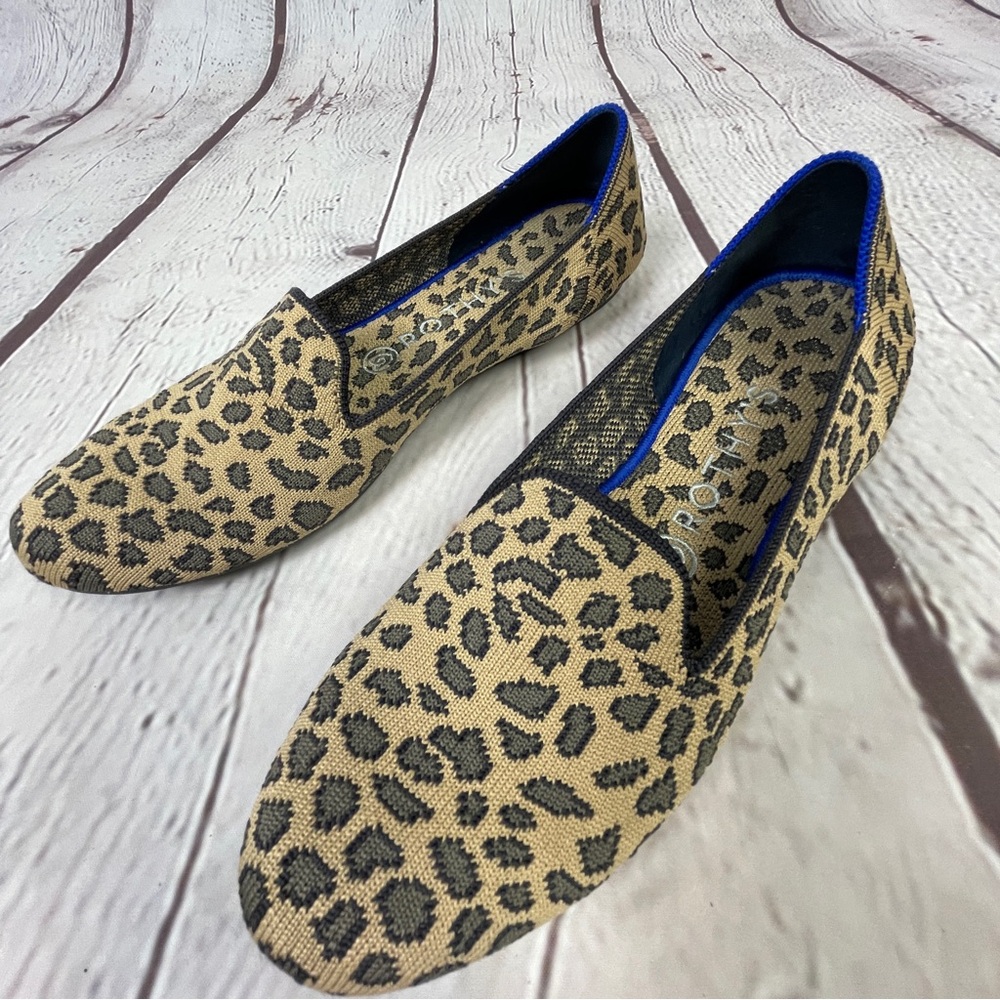 ROTHY’S animal print leopard round toe loafer ballet flexible flats shoes, sz 8